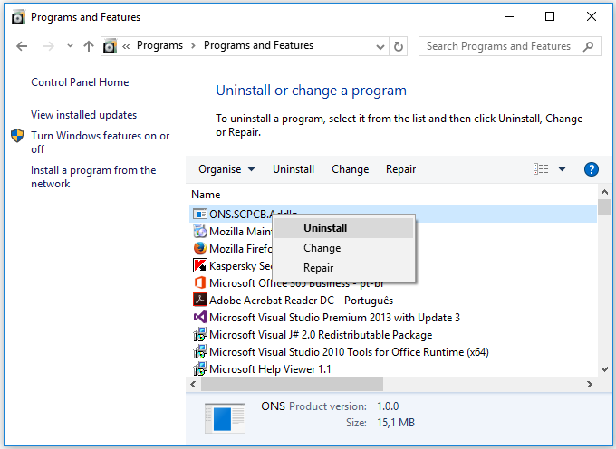 Desinstalar um programa